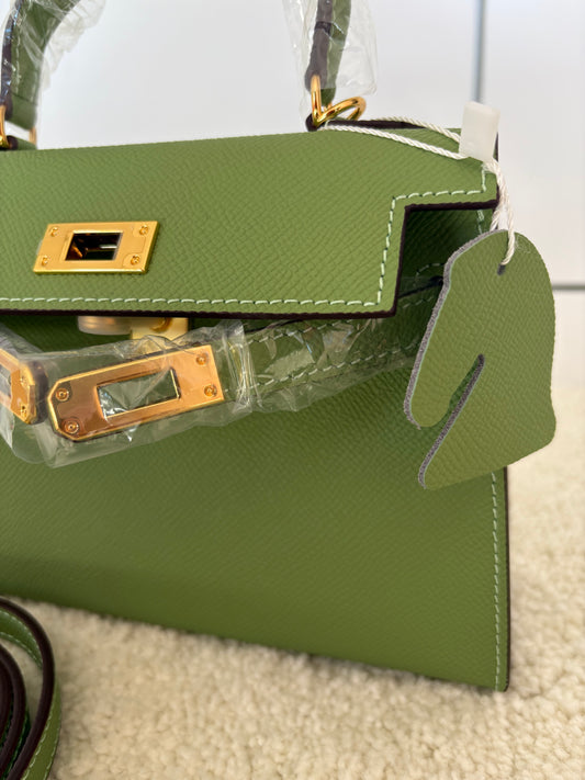 Sac Kelly Élégance 19 cm – Vert Olive