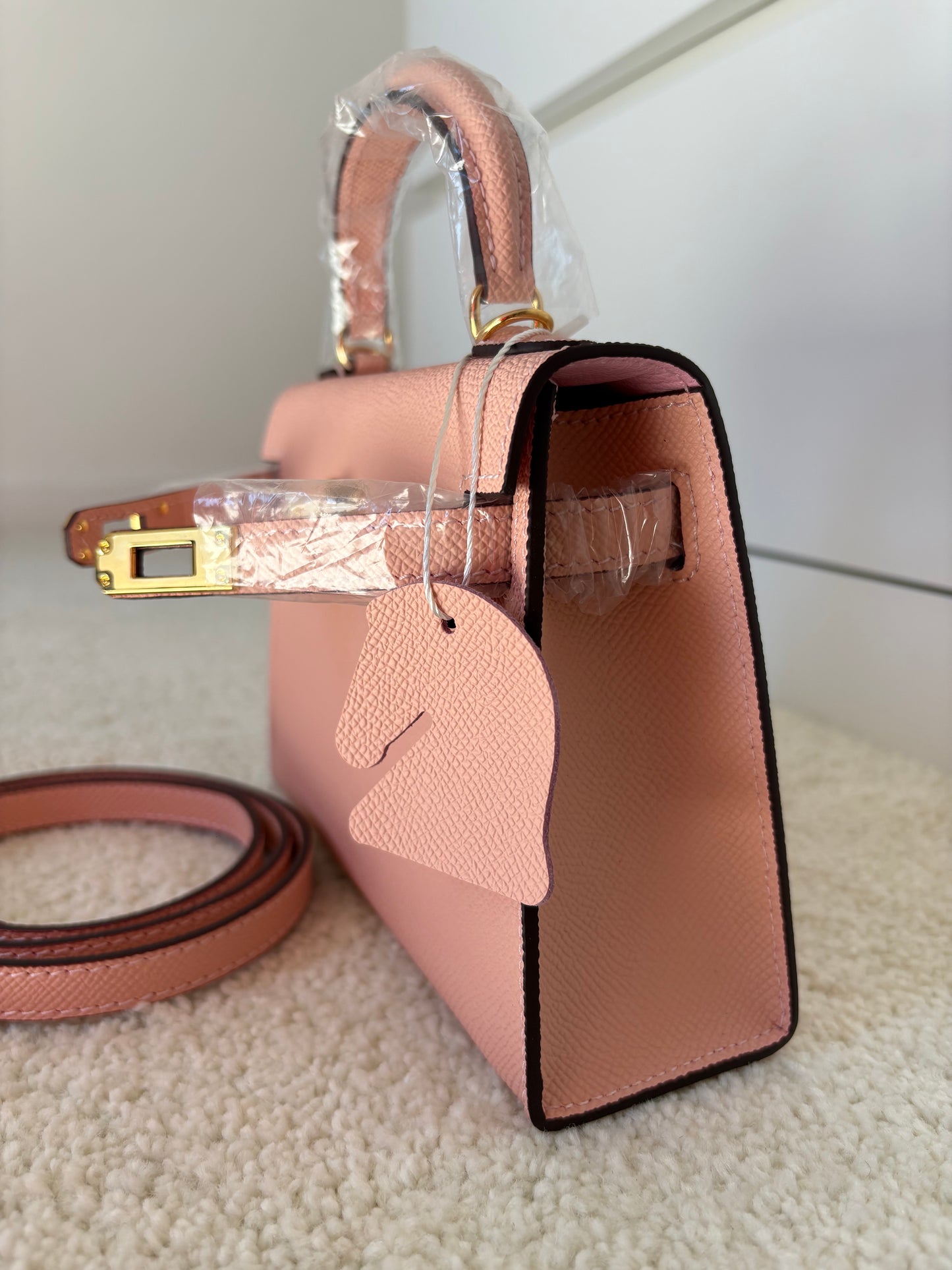 Sac Kelly Élégance 19 cm – Rose Poudré