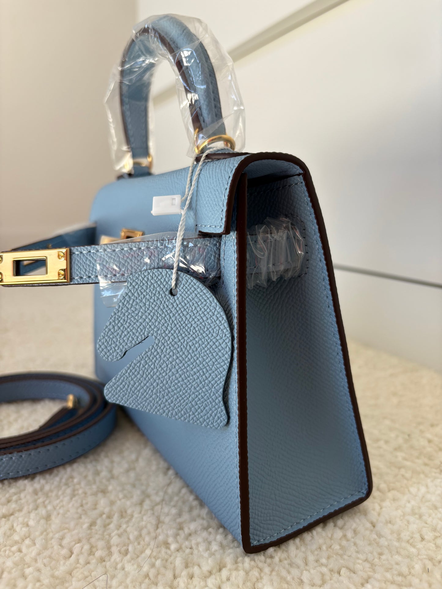 Sac Kelly Élégance 19 cm – Bleu Ciel