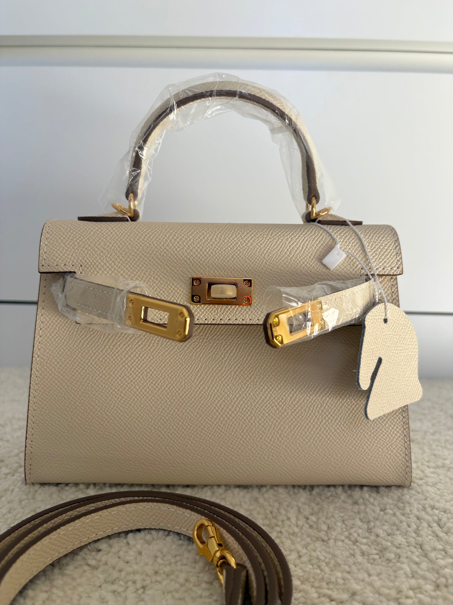 Sac Kelly Élégance 19 cm – Beige Crème