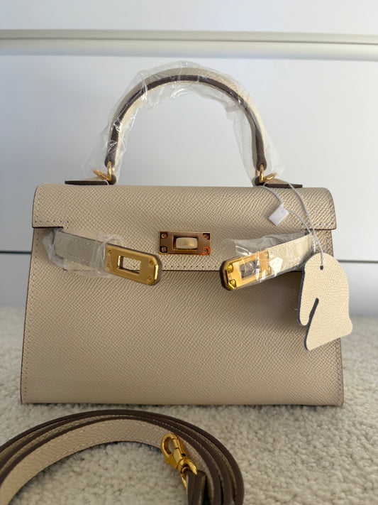 Sac Kelly Élégance 19 cm – Beige Crème