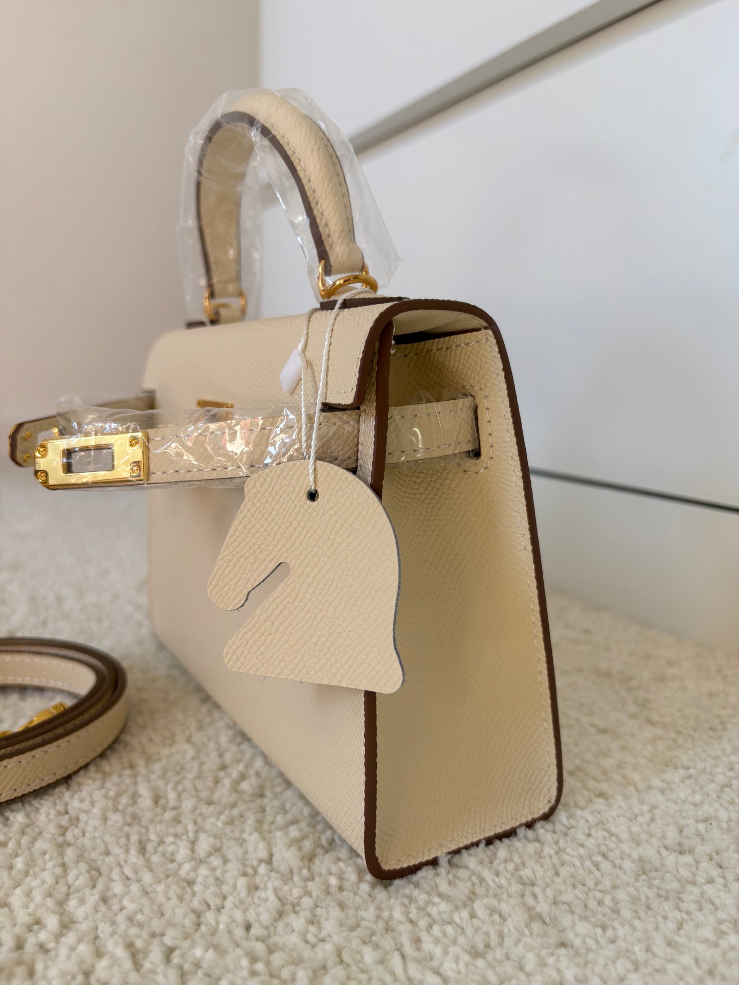 Sac Kelly Élégance 19 cm – Beige Crème