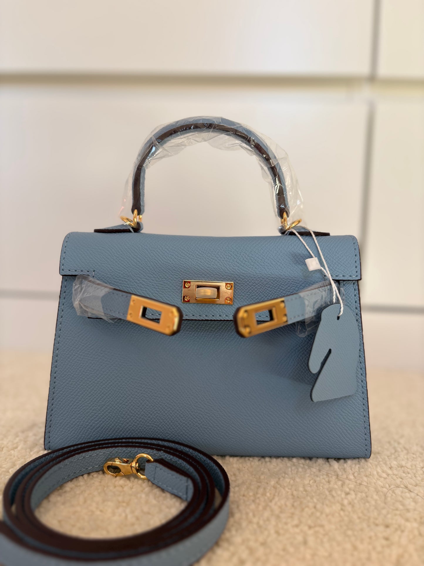 Sac Kelly Élégance 19 cm – Bleu Ciel