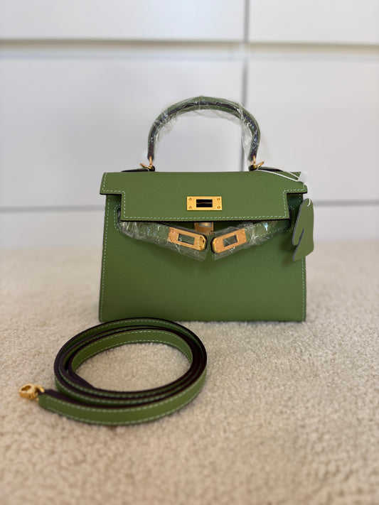 Sac Kelly Élégance 19 cm – Vert Olive