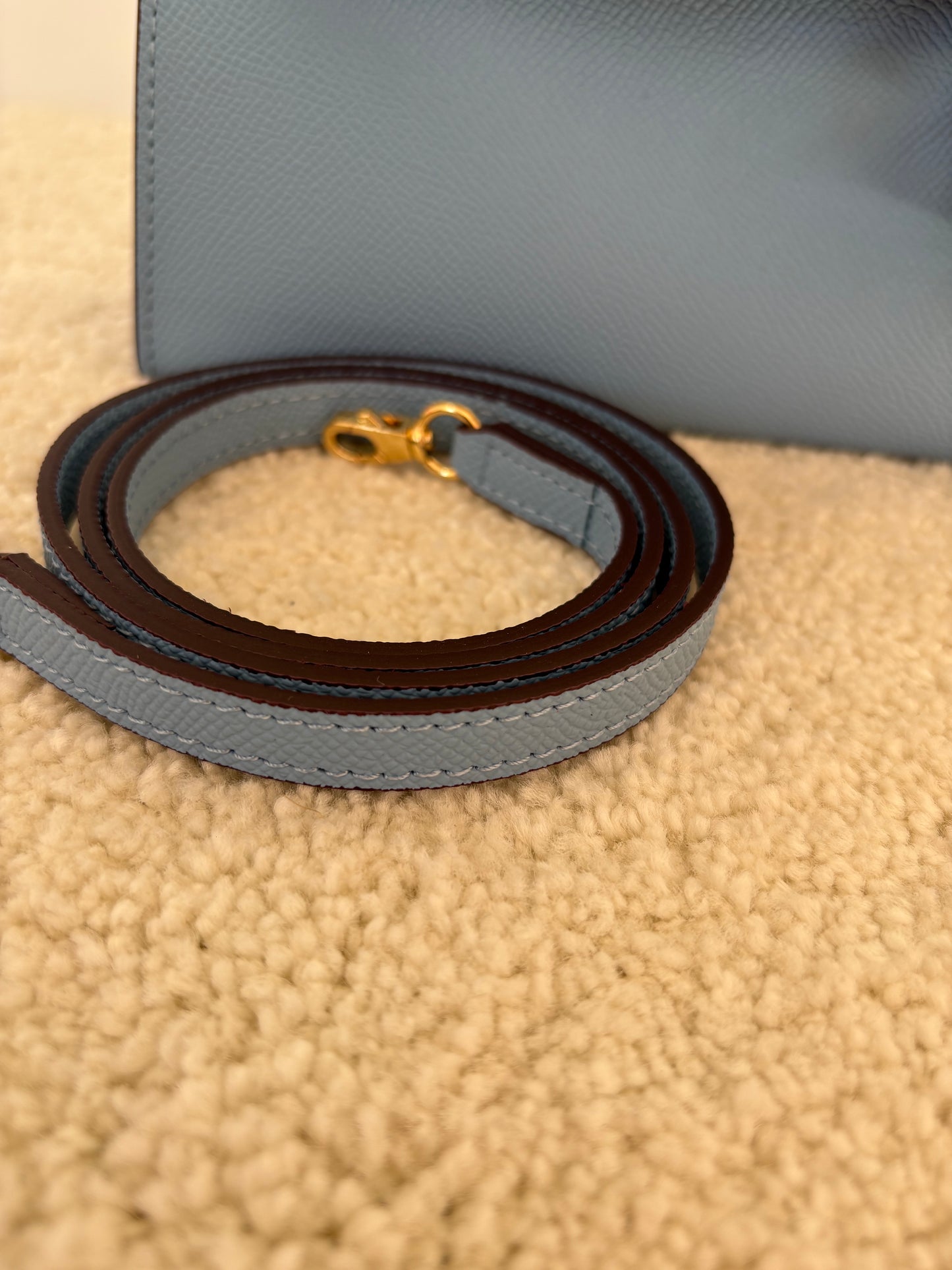 Sac Kelly Élégance 19 cm – Bleu Ciel