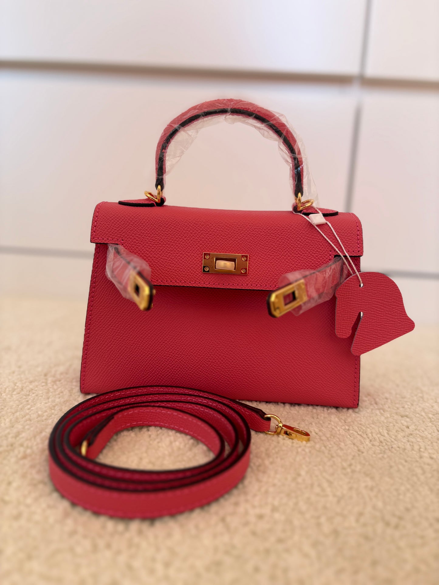 Sac Kelly Élégance 19 cm – Rouge Cerise