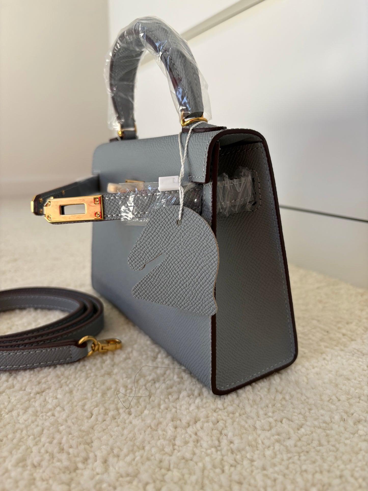 Sac Kelly Élégance 19 cm – Gris Perle