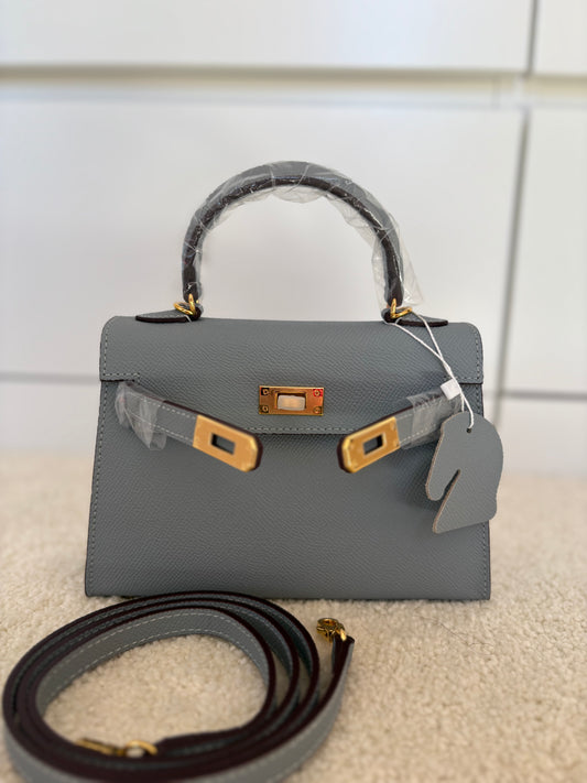 Sac Kelly Élégance 19 cm – Gris Perle