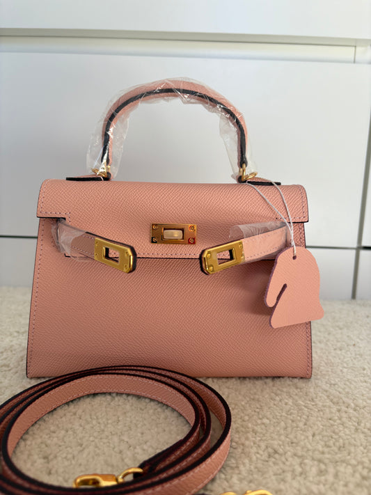 Sac Kelly Élégance 19 cm – Rose Poudré